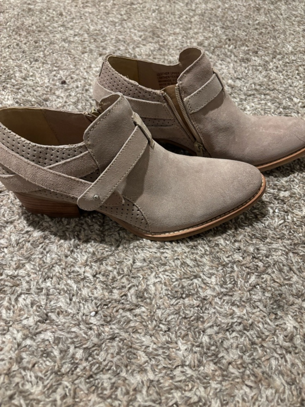 Charles David Taupe Suede Cutout Ankle Booties